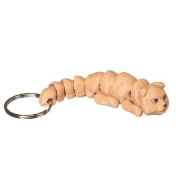 Jasnobrązowy kot szkocki zwisłouchy brelok druk 3D z kółkiem